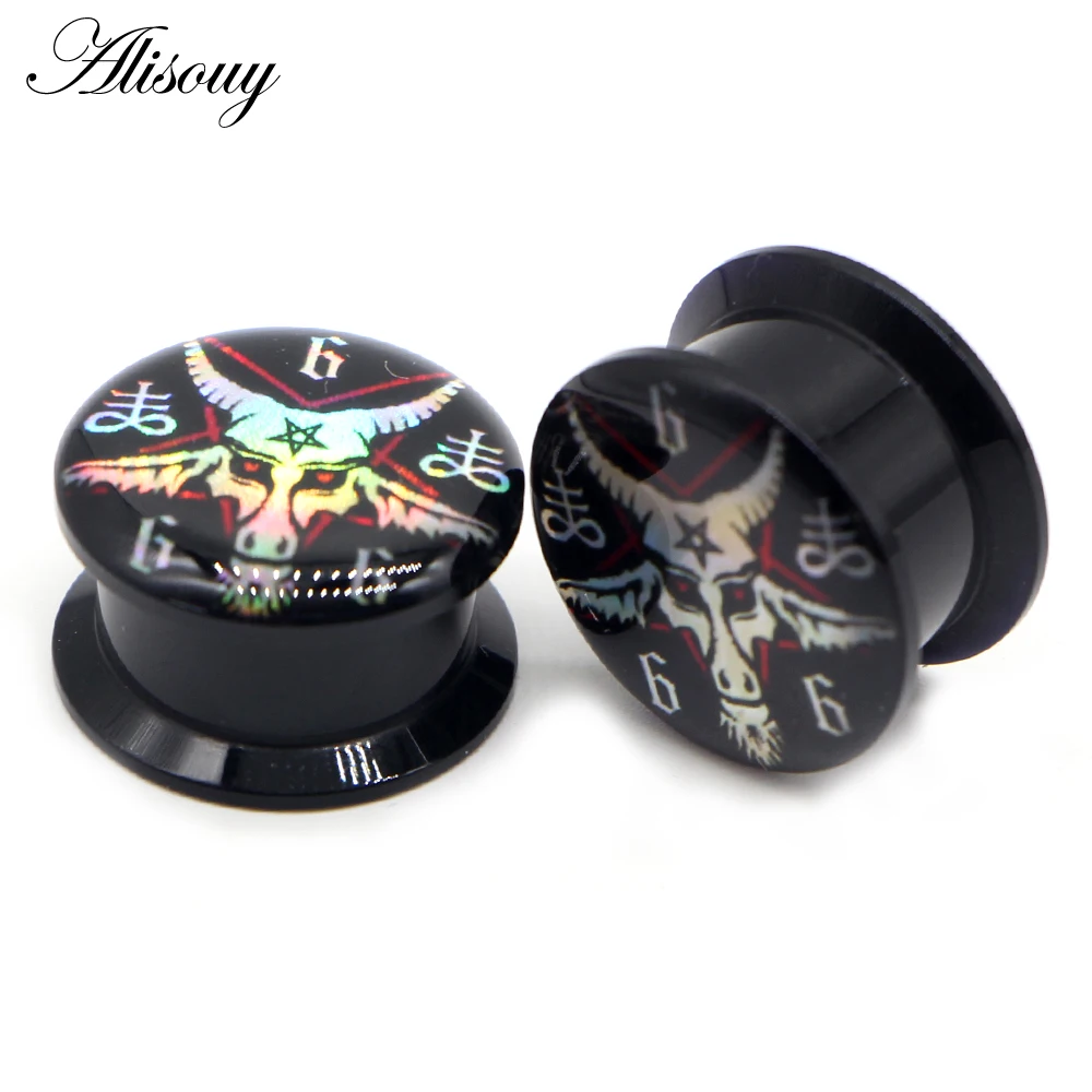 Black Acrylic Screw Punk Ear Gauges Plugs