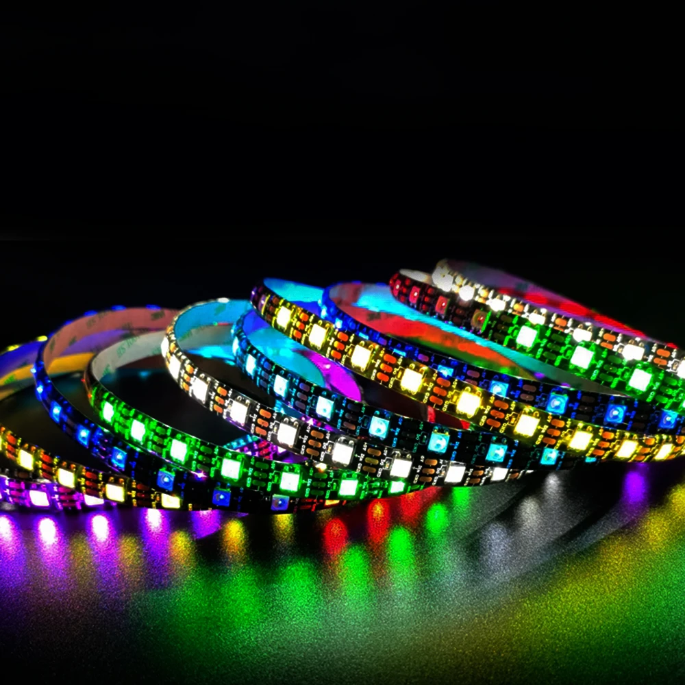 DC5V SK6812 RGBCW RGBWW 4 In 1 Individual Addressable 3Pin Smart Led Strip Light 30 60 144Pixel/M IP30 IP65 IP67 Black White PCB