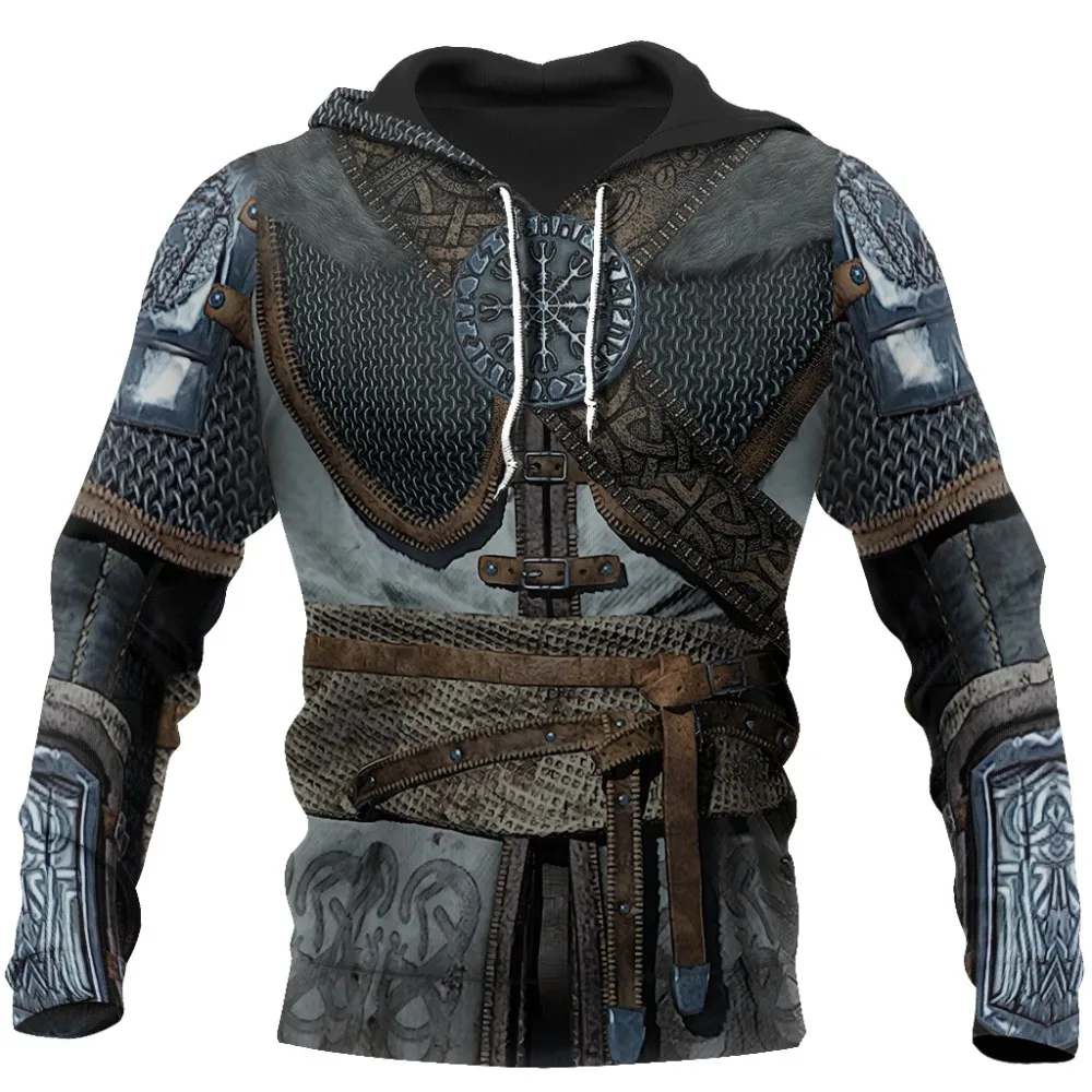 Viking Armor Tattoo 3D All Over Printed Men Hoodies Harajuku Fashion Sweatshirt Unisex Casual Zip Hoodie 0059