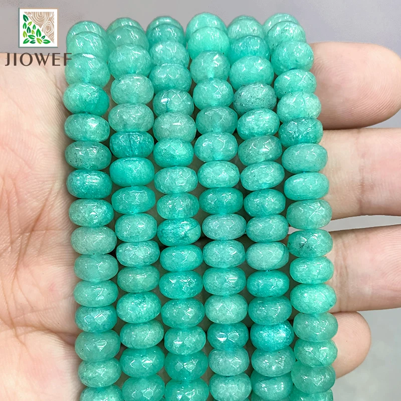 Faceted Light Green Rondelle Spacer Beads Diy Bracelet Earrings Accessories Natural Stone For Jewelry Making 15\'\' Strand 8mm