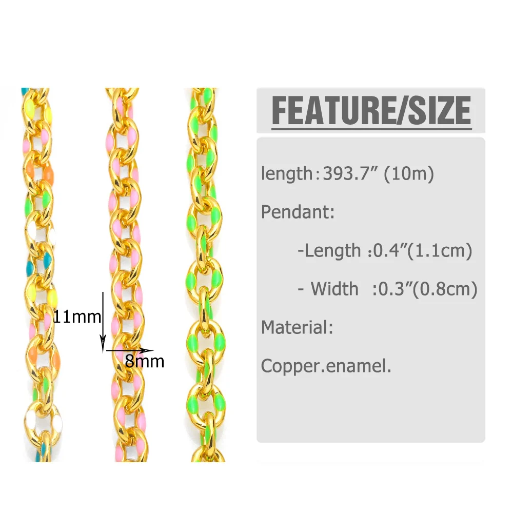 OCESRIO 10M Handmade Colorful Chain Making Accessories Gold Plated Copper DIY Findings for Jewelry Creation cana044