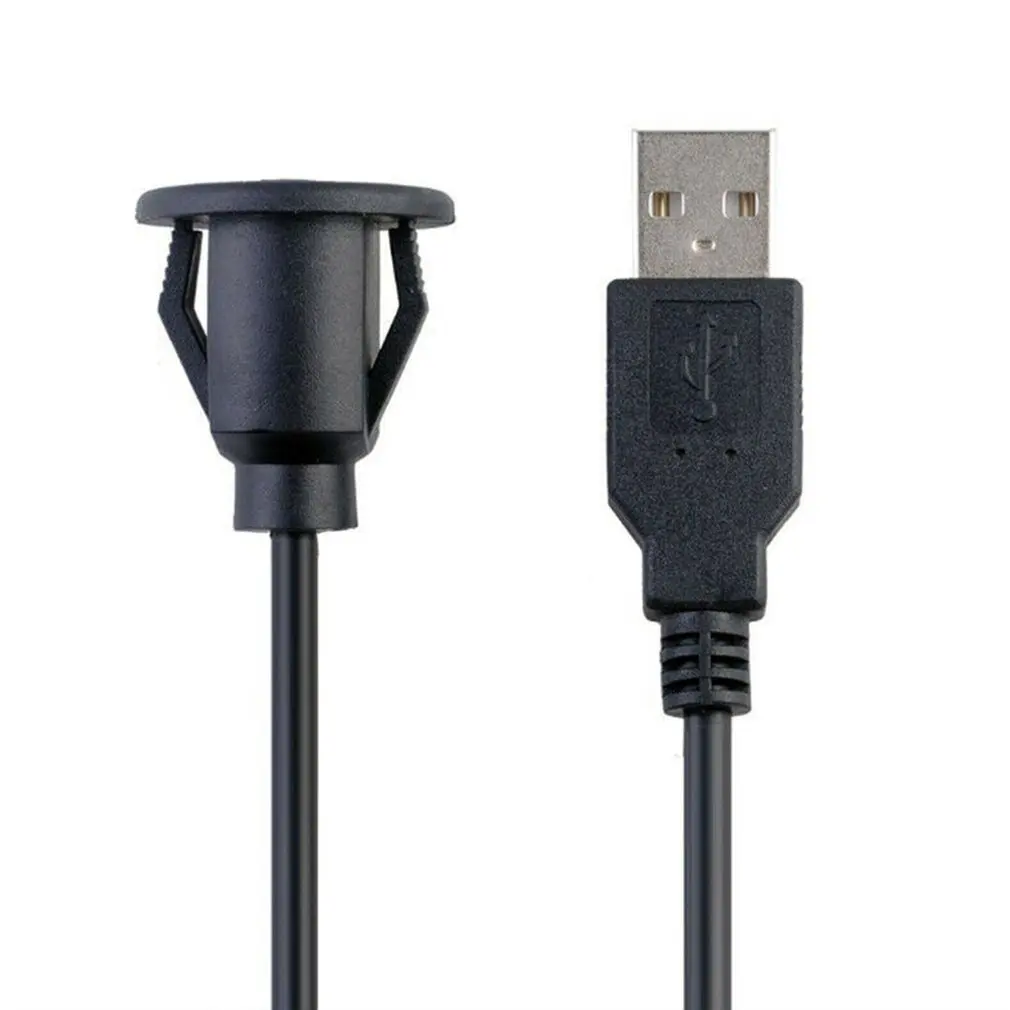 1 m / 2 m car dashboard installation USB 2.0 male to female socket panel extension cable single port USB2.0 female cable