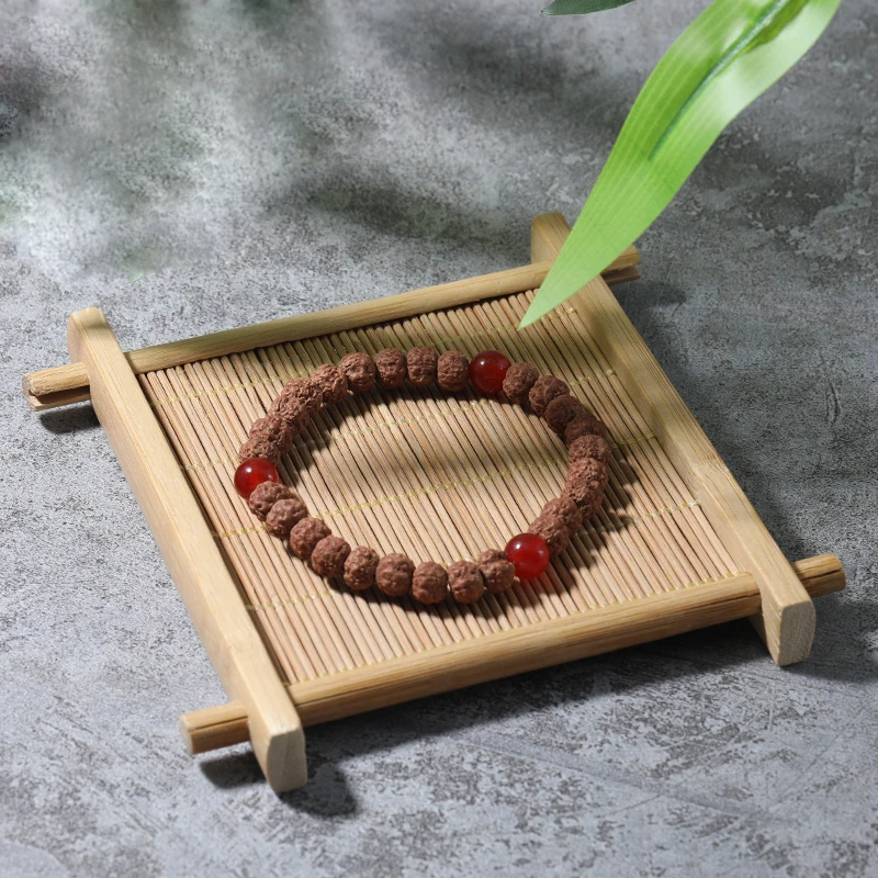 Red Onyx & Original Rudraksha Beaded Elastic Cord Bracelet Male Female Fashion Glamour Yoga Simple Bangle Jewelry