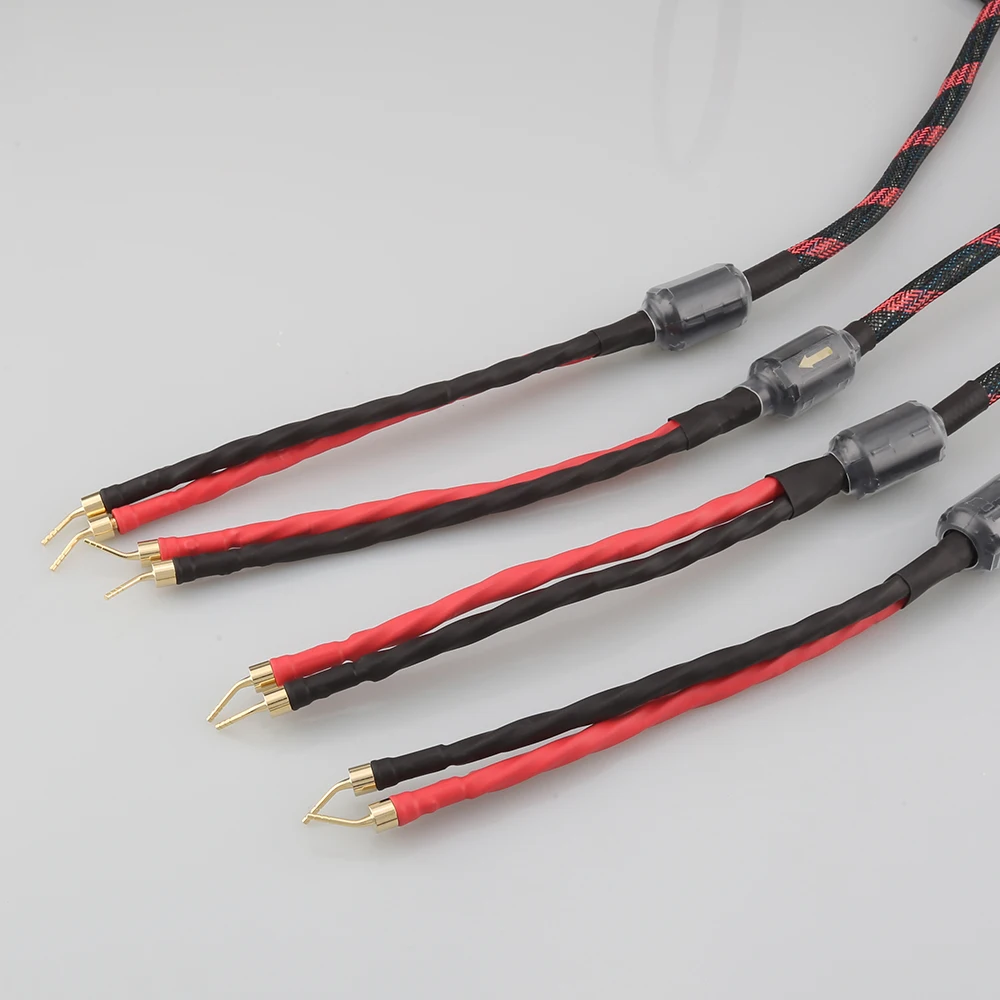 Pair Red Copper Audio Speaker Cable 2mm Pin Banana to 2mm Pin Banana High-Quality Audio Cables