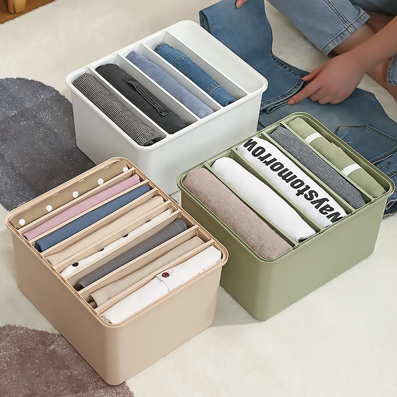 Clothing compartment storage box Plastic household wardrobe Underwear and trousers sorting box Adjustable and removable