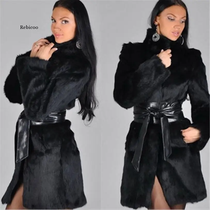 

European and American Fashion New Style Rabbit Fur Coat, Fur and Mink Fur Mid-Length Coat for Women