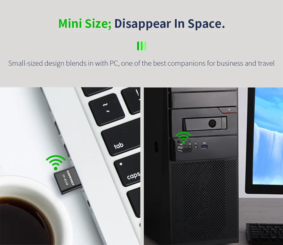 Мини-адаптер Wi-Fi, 650 Мбит/с, 2,4 + 5,8 ГГц