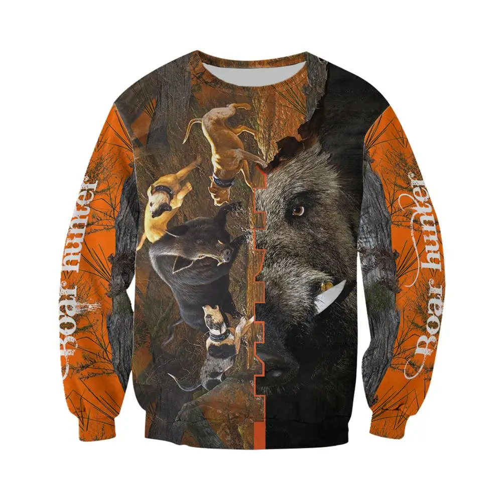 Animal Boar Hunter Orange New 3D Printed Mens Hoodie Harajuku Sweatshirt Unisex Casual Jacket Pullover sudadera hombre KJ063