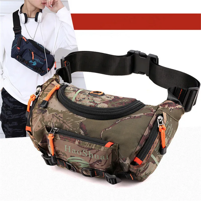 High Quality Waterproof Nylon Men\'s Belt Fanny Pack Shoulder Messenger Bag Large Capacity Travel Bum Sling Chest Waist Bags