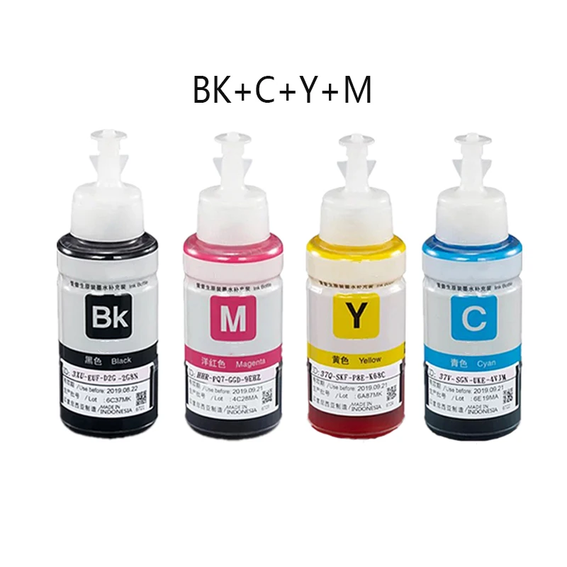 4*Black*70ml 4 Bottle Refill Ink For Epson L550 L555 L566 L100 L110 L132 L200 L210 L222 L300 L362 L366 Printer Ink Kit