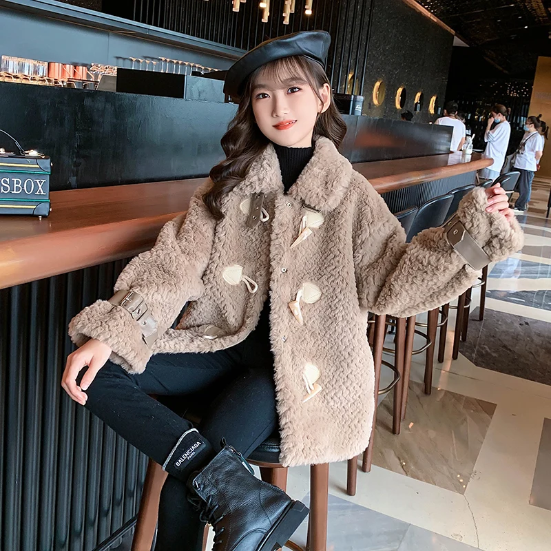 Cashmere Wool Coats for Girls Autumn Winter Children Woolen Coats Fleece Snow Wear Kids Teen Warm Outerwear 4 7 8 9 11 14 Years