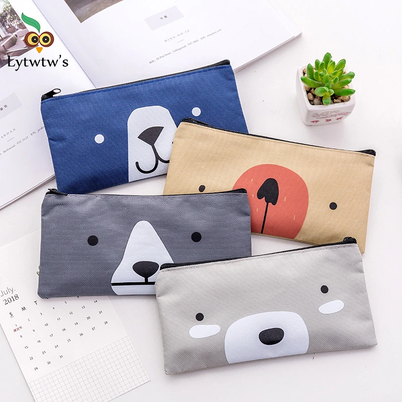 1 Pieces Lytwtw's Kawaii Cute Unicorn Canvas Pen Pencil Bag School Stationary Receive Tools Makeup Pouch Cosmetics Case