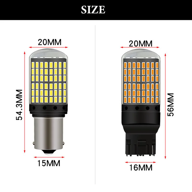 CANBUS 2 sztuk 12-24V P21W LED PY21W BA15S T20 led 7440 W21W W21/5W S25 BAU15S 3014 chipy LED samochód rezerwy u nas państwo lampy lampka hamulca samochodowego