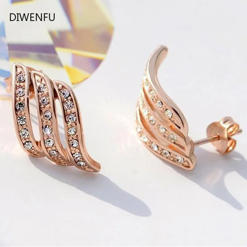 

2021 Fashion Rose Color Gold Stud Earrings for Women Round Simple Crown Jade серьги Fine Valentine Jewelry 925 for Women