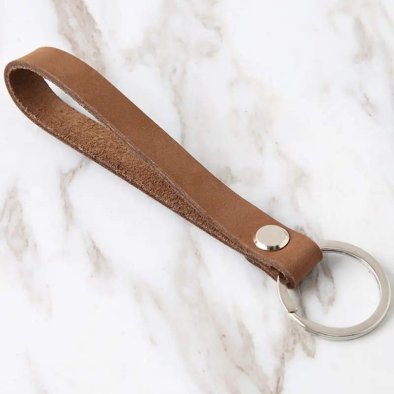 Retro Simple Handmade DIY Leather Keychain for Men Unisex Long Strap Car Key Holder Ring Wallet Hanging Jewelry Luxury Gift