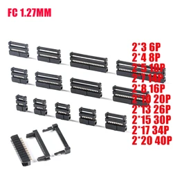 10PCS 1.27MM pitch FC-6/8/10/16/20-40/50 PIN Female Header IDC Socket Connector FOR 0.635MM Flat ribbon cable wire 10p 20p 40p