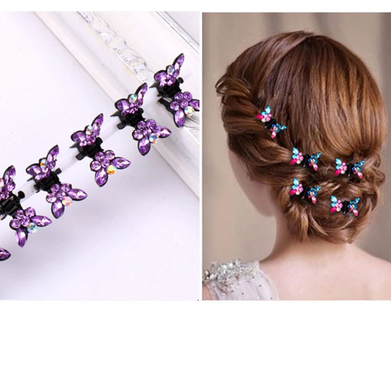 12PCS/Lot Girls Small Cute Crystal Butterfly Metal Hair Clips Headband Hairpins Hair Oranment Fashion Hair Accessories