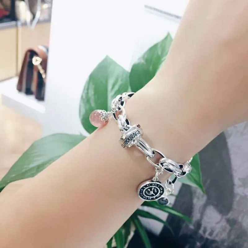 Miuoxion Bead Craft Retro Crystal Clock Card Jewelry Fashion Bear 925 Stamp Bracelet For Women Interlock Feature Charm Girl Gift