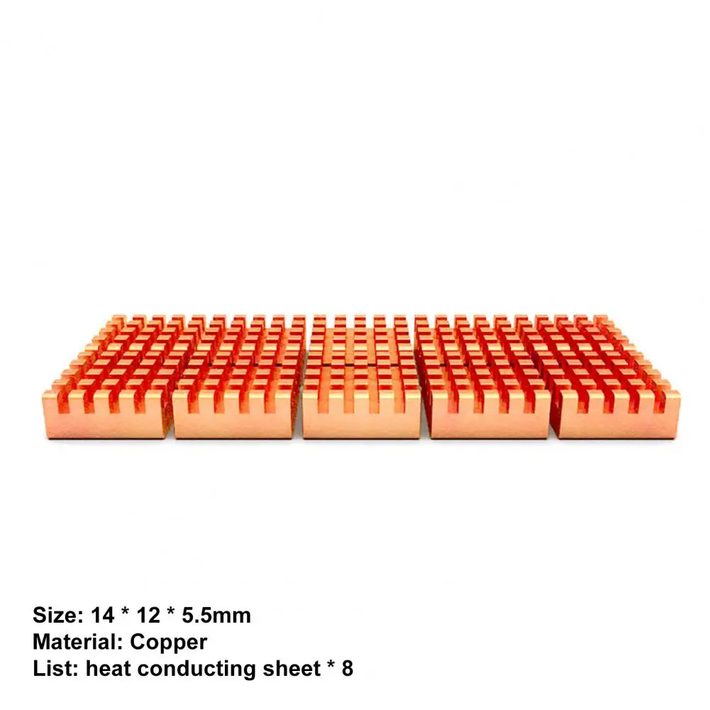 8Pcs Koellichaam Quick Cooling Eenvoudige Structuur Koper Mini Adhesive Terug Ssd Radiator Cooler Voor Pc