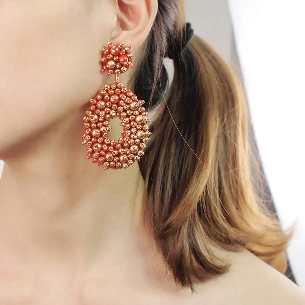 MANILAI Handmade Beads Drop Earrings For Women Boho Beaded Dangle Statement Earrings Jewelry Wholesale New