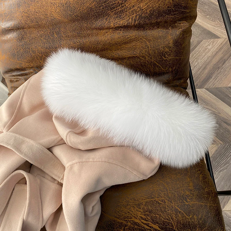 80CM Winter 100% Real Fox Fur Scarf Straight Collar Women\'s Coat Hat Warm Decoration Trim Natural Fox Scarves Luxury Thick Shawl