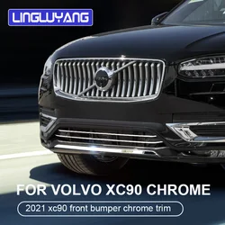 chrome decoration for volvo xc90 2020-2024 2025 mid-net trim front bumper lip trim xc90 decorative stickers car accessories