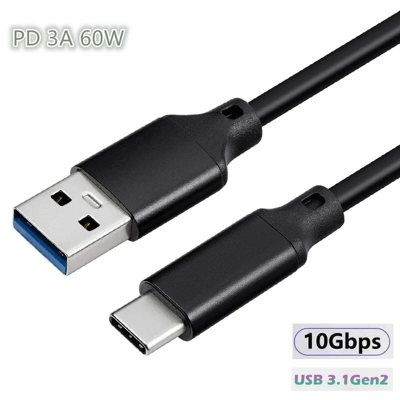 3A 60W Type-c Data Cable USB 3.1 Mobile Phone Fast Charging USB-C Charger Cord Wire 0.3m 0.5m 1m 2m