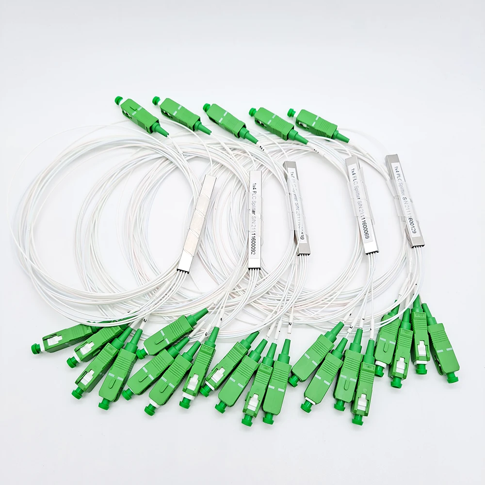 Free shipping high quality 1X2 1X4 1X8 1X16 1X32 PLC SC/APC SM 0.9mm G657A1 PVC 1m FTTH Fiber Optic Splitter PLC Splitter 10 PCS