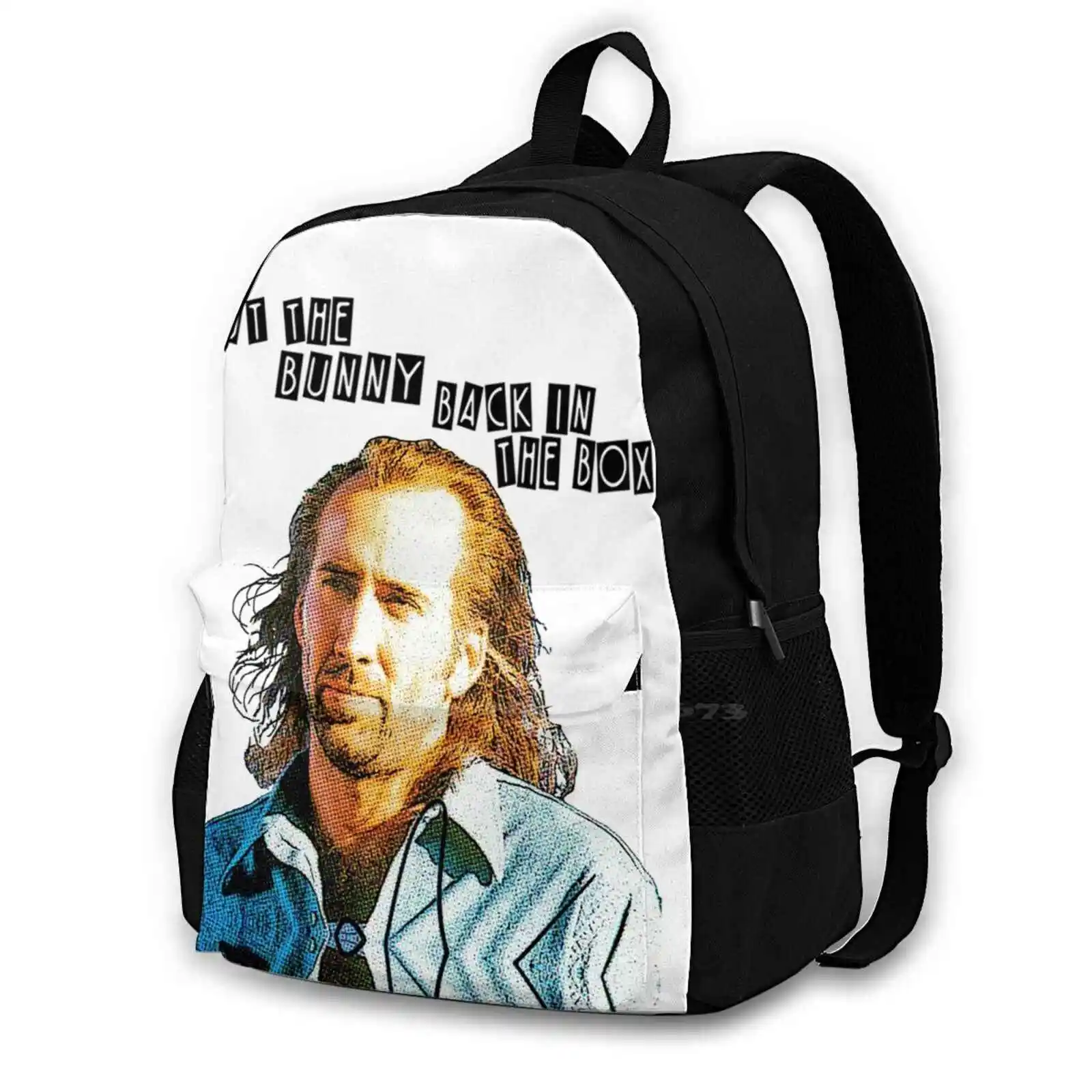 Put The Bunny Back In The Box Pattern Design Bagpack School Bags Nicolas Cage Funny Cameron Poe Nic Cage Movies National