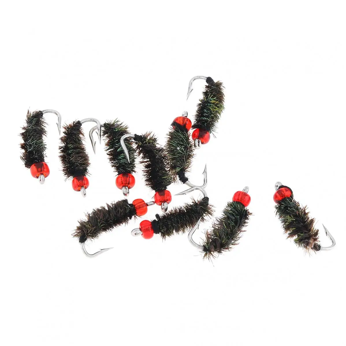 10pcs Fishing Lure 16# Floating Insect Fly Files Artificial Fishing Bait Feather Single Hook Carp Stream Fishing Wet Bug Worm