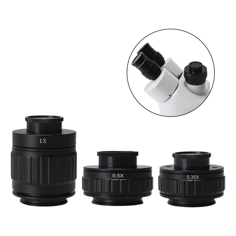 1X 0.5X 0.35X 38 mm Adjustable C-Mount Adapter Camera Installation Trinocular Stereo Microscope Tube for Digital Camera Focusing