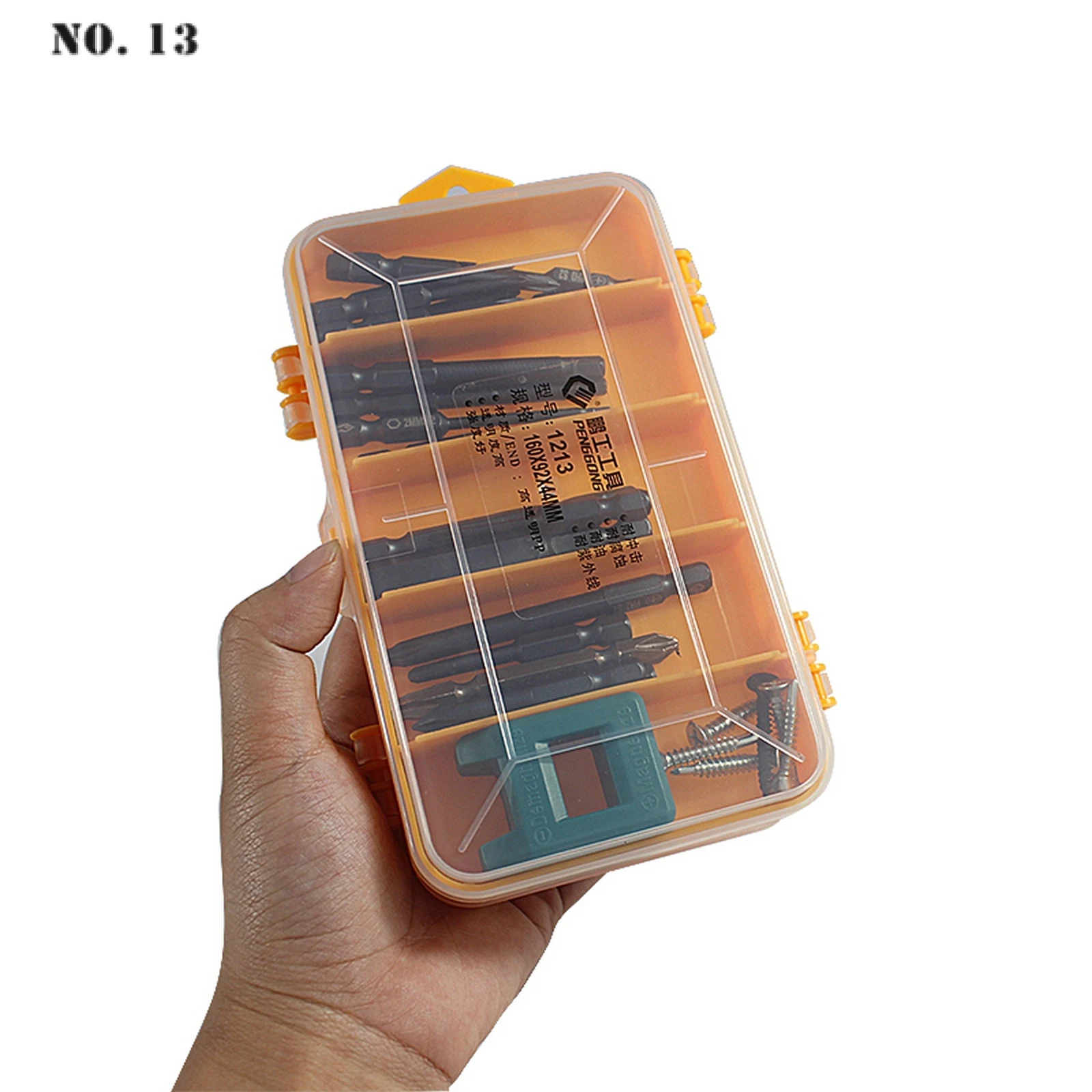 New 13 Grids Transparent Screws Storage Box Double-Side Multifunctional Storage Tool Box Portable Plastic Storage Case for Tools