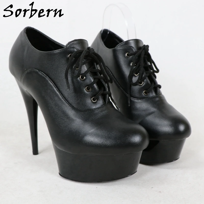 Sorbern Matte Back Women Pumps Lace Up High Big Size Heel Spring Autumn Pole Dance Heel Women Custom Vintage Heels Pumps 15Cm