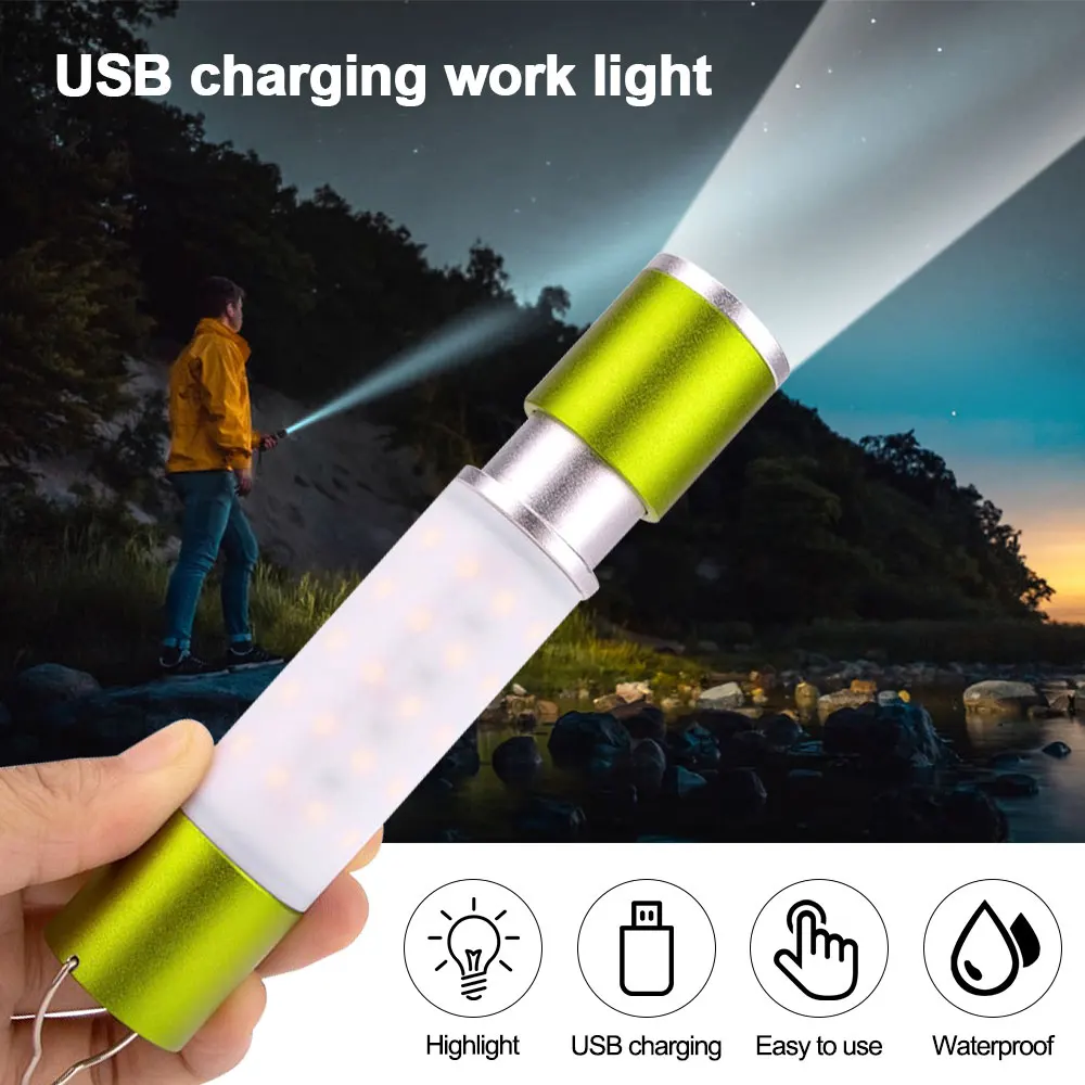 LED Tragbare Led Handheld Hängen Zoomable Taschenlampe 6 Modi USB Lade Zelt Camping Licht Blend Fackel Outdoor Laterne