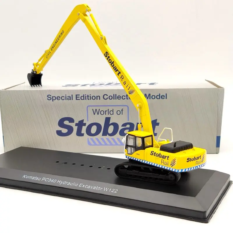 Atlas 1:76 Eddie Stobart Rail Komatsu PC340 Hydraulic Excavator W122 Civil Engineering Diecast Models Collection Toys Car Yellow