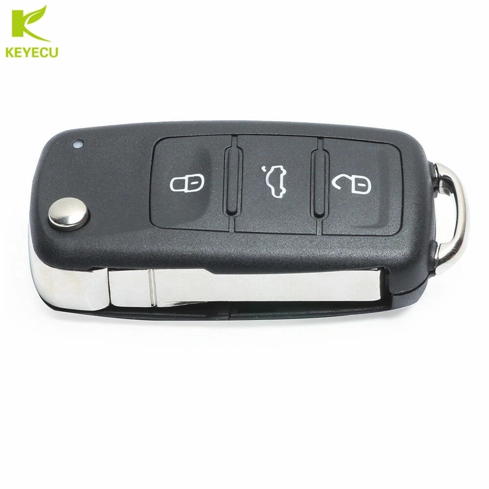 KEYECU Replacement Flip Remote Key fob 5K0 837 202 AD 433MHZ ID48 Chip for Volkswagen Beetle/Caddy/Eos/Golf,for Seat Leon Ibiza