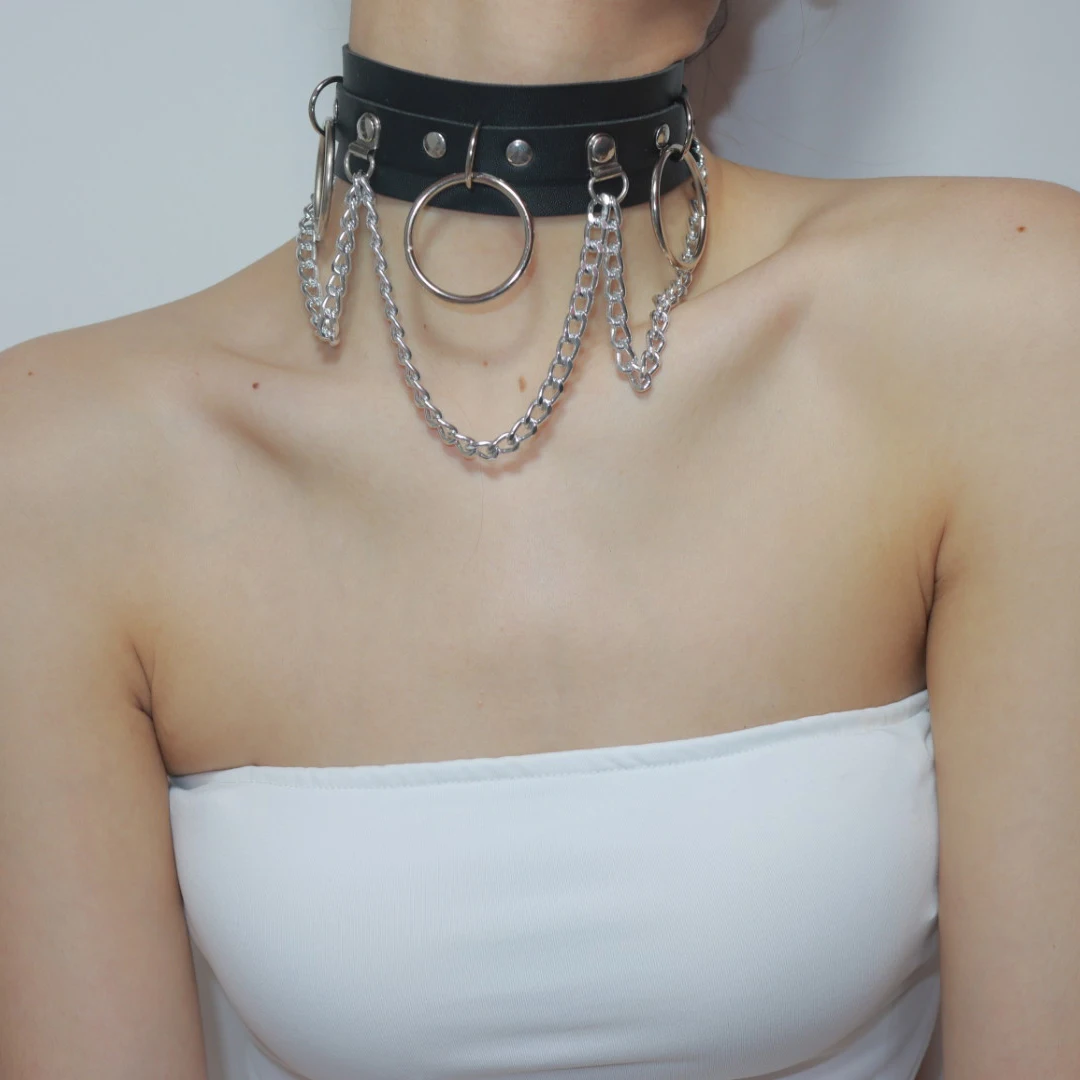 Feito à mão do punk sexy colar de couro do plutônio gargantilha traje escravo bdsm bondage cosplay goth colar neckband para brinquedos sexuais femininos