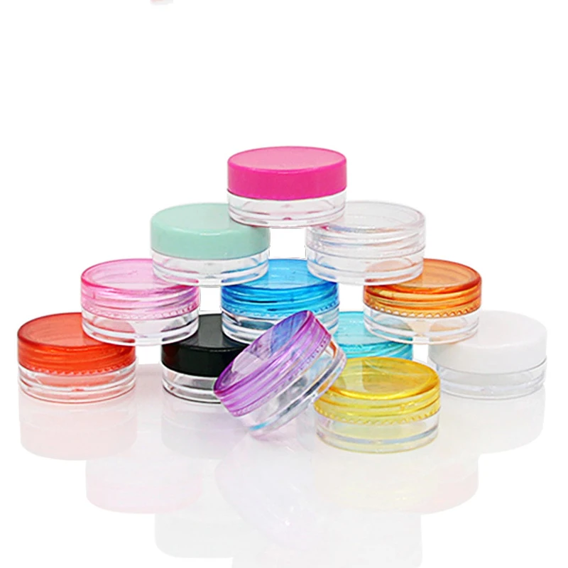 100pcs 3g 5g Round Sample Cream Bottle Jars Container Mini Plastic Container for Nail Art Storage 3ml 5ml DIY PS Plastic Bottles
