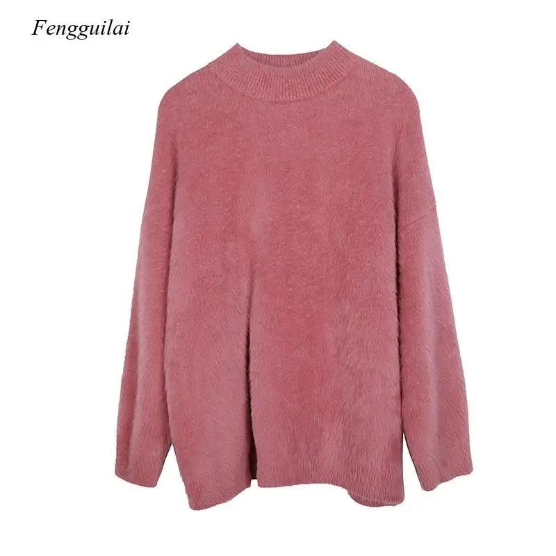 Loose Elegant Cashmere Autumn Sweaters Women Korean Soft Loose Solid Female Pullovers Basic Knitwear Jumper