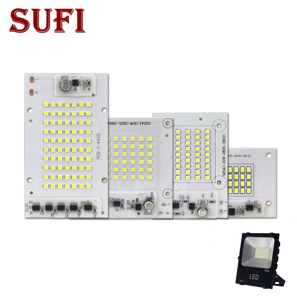 Smart IC SMD LED Chips Lamp 10W 20W 30W 50W Pure White SMD 2835 AC 220V 5054 DIY For Outdoor Floodlight Outdoor Garden Light