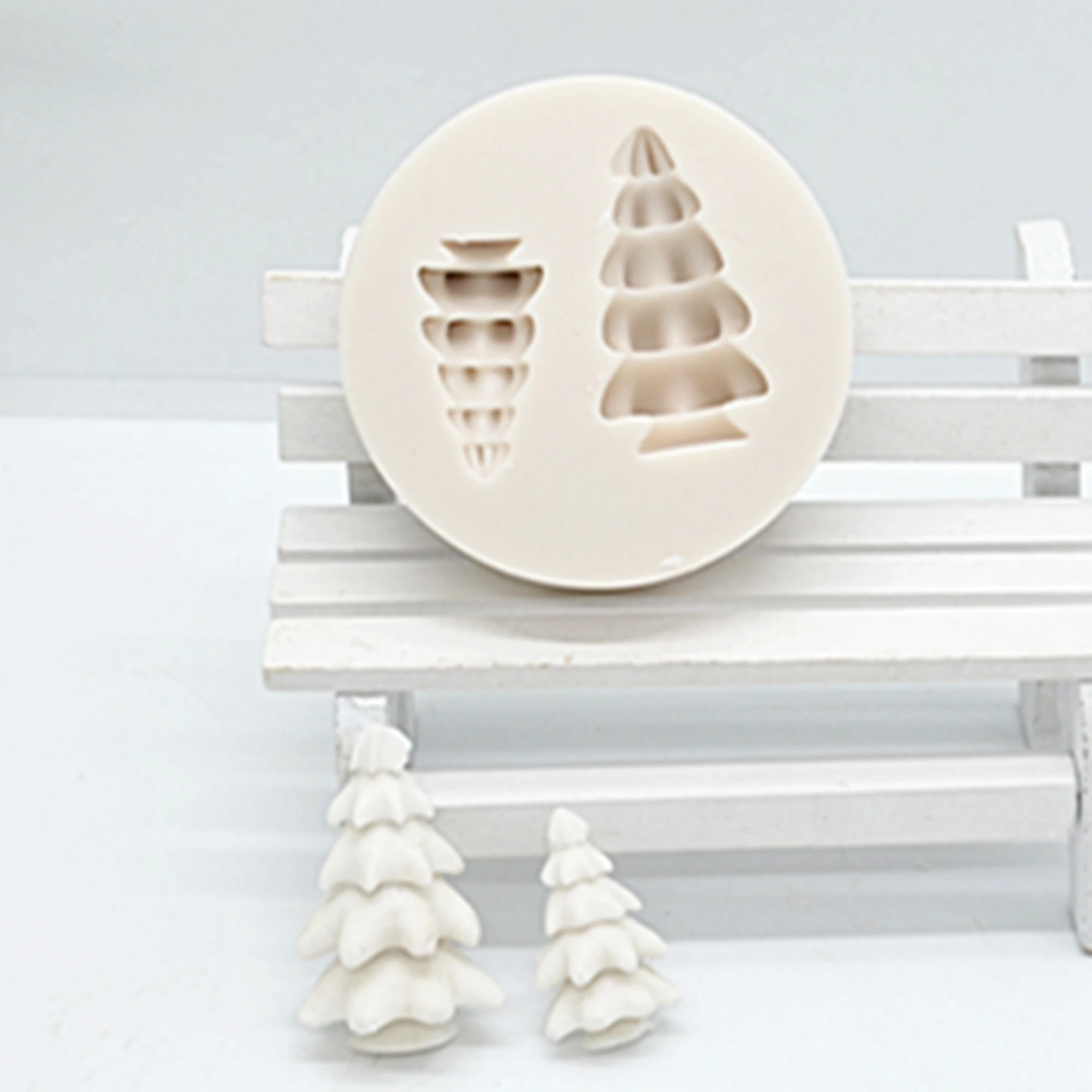 3D Cây Giáng Sinh Nhựa Silicon Fondant Khuôn Tạo Hình Cho Tự Làm Bánh Ngọt Cốc Bánh Tráng Miệng Thạch Cao Phối Ren Trang Trí Dụng Cụ Nhà Bếp Nướng