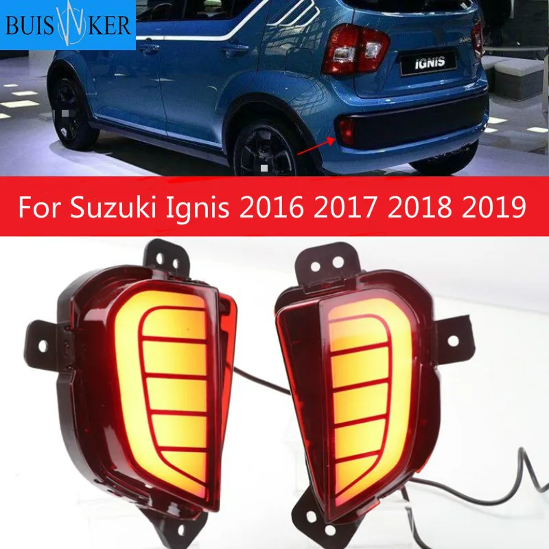 

2PCS For Suzuki Ignis 2016 2017 2018 2019 Led Brake Lights Rear Bumper Reflector Driving Lamp Braking 12V Waterproof Fog Lamp