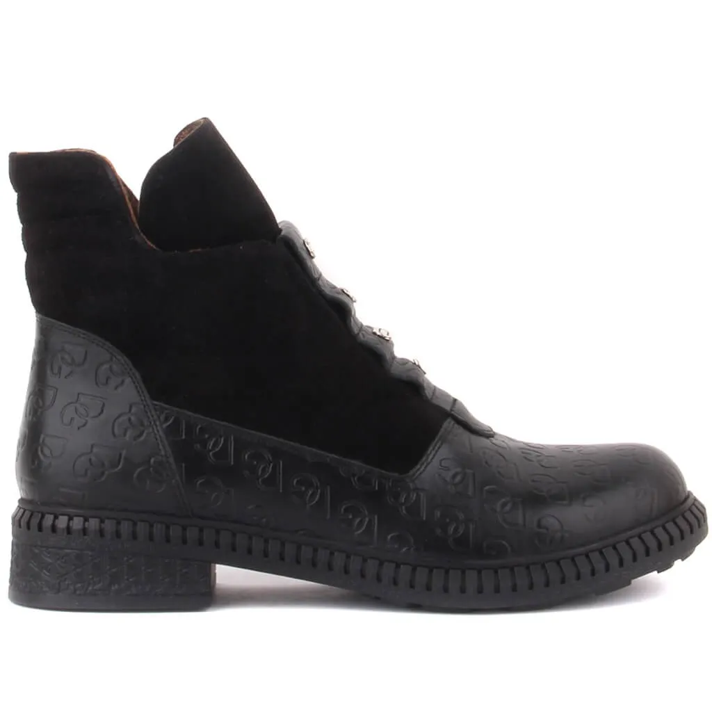 Sail Lakers-Black Suede Leather Zipper Female Boots