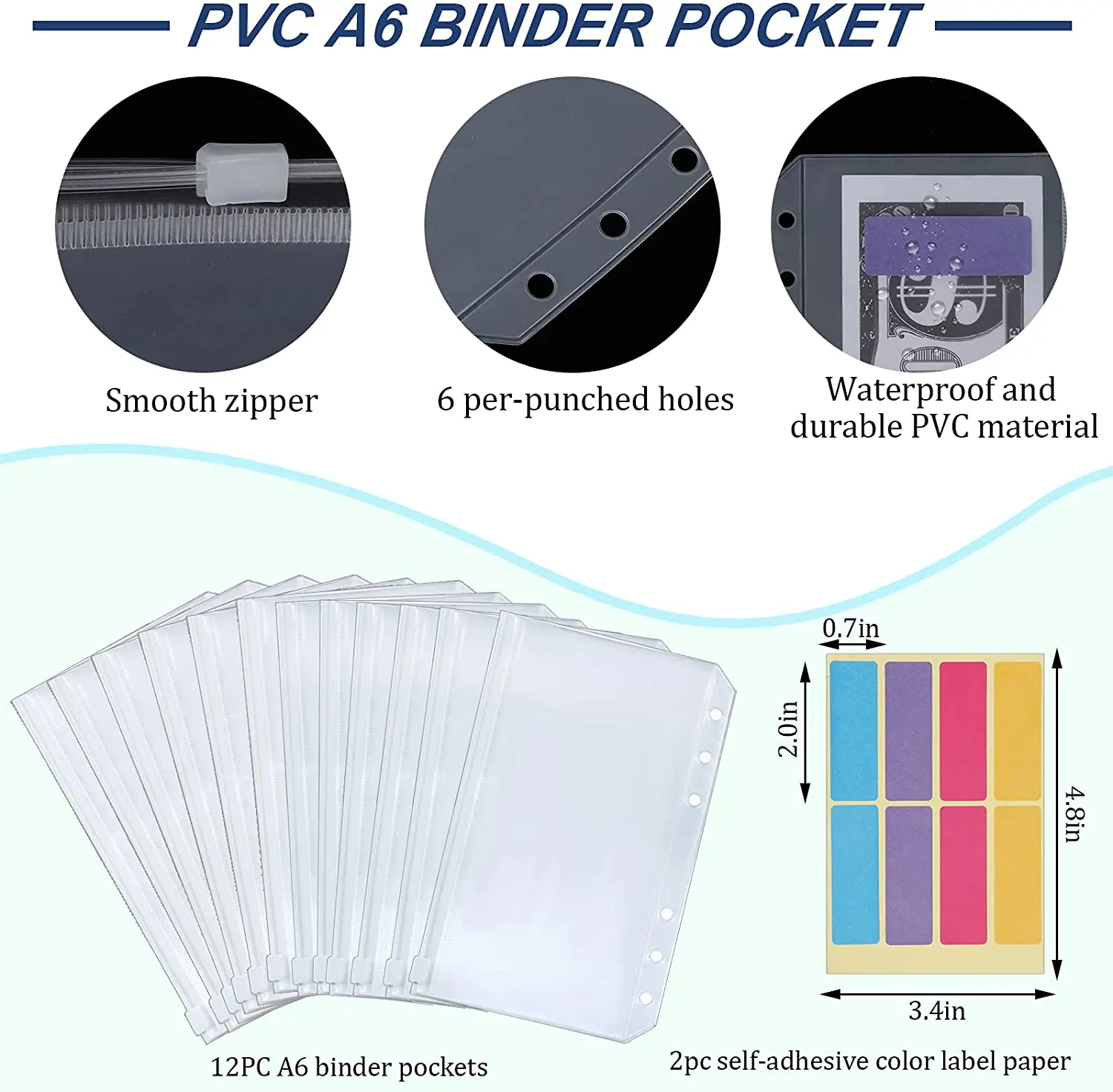 A6 Binder Budget Cash Envelope System Organizer,12 Patterns Budget  Envelopes,Storage Bag, Alphabet Stickers, for Money Planner