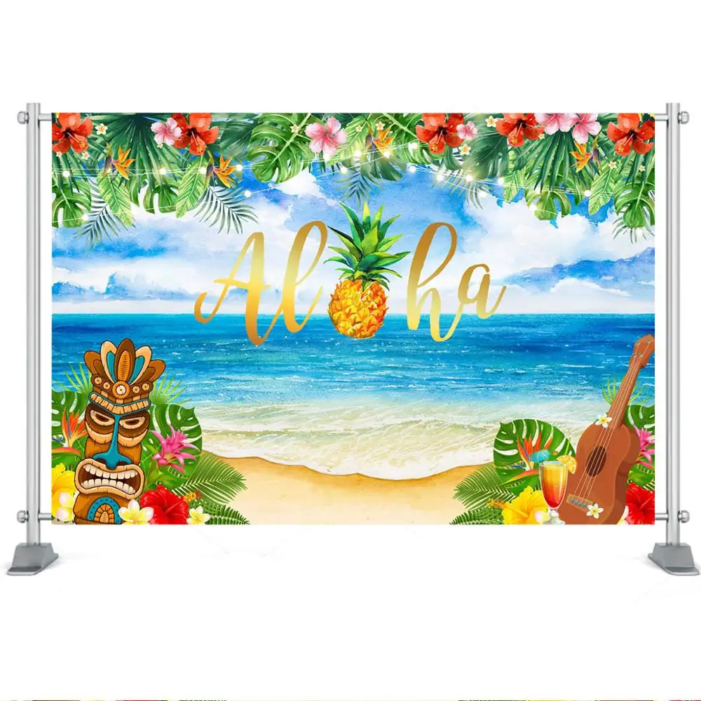 Verão aloha luau festa pano de fundo tropical praia havaiana fotografia fundo musical festa de aniversário do chuveiro do bebê decoração