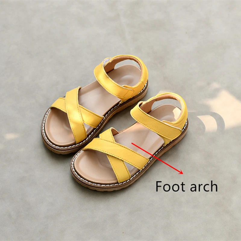 Real Leather Girls Roman Sandals Foot Arch Sole Baby Boys Garden Shoes Summer Kids Princess Shoes Children\'s Sandals