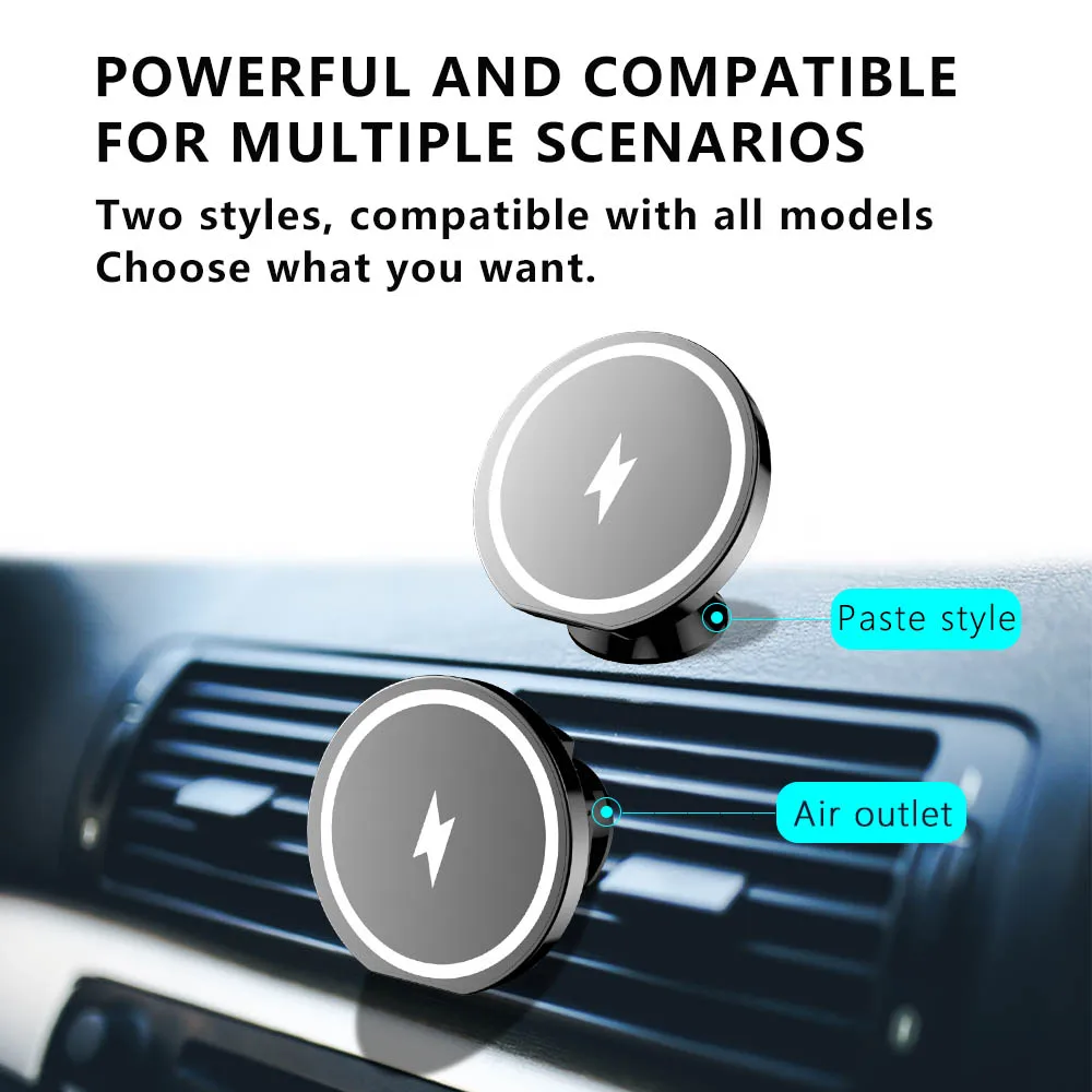 Car Phone Holder Bracket Magnetic Charger Type-C/USB For Mobile Phone Magsafing Wireless Charger Holder Air Vent Mount Paste