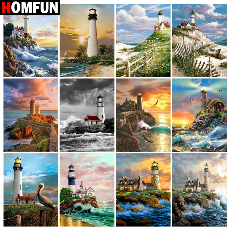 HOMFUN Diamond Painting Full Square/Round Diamond \