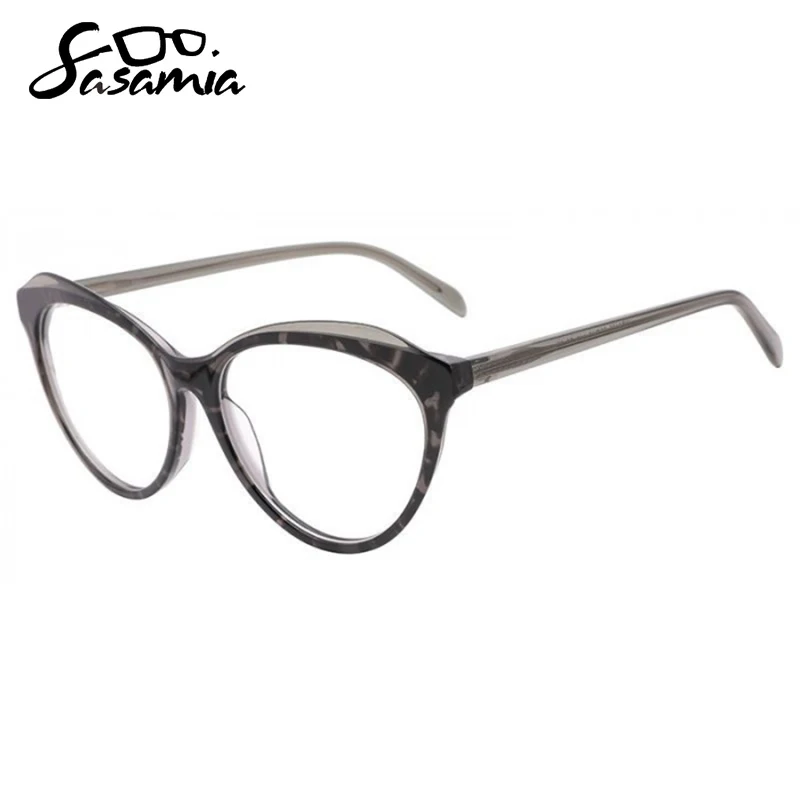 

SASAMIA Woman Glasses Frame Gray Transparent Tortoiseshell Optical Eyewear Luxury Female Eyeglasses Frame Women Spectacle Frame