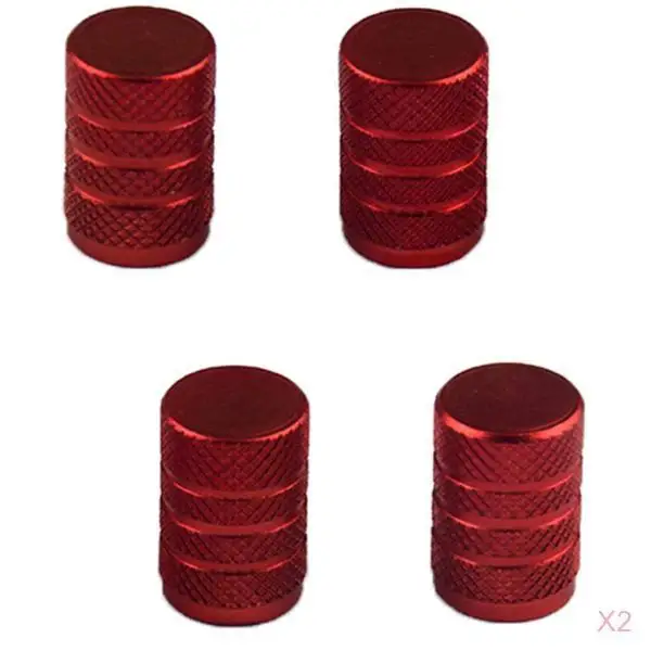 8pc Aluminum Alloy Bolt-in Car Wheel Tire Valve Stem With Dust Cap Red